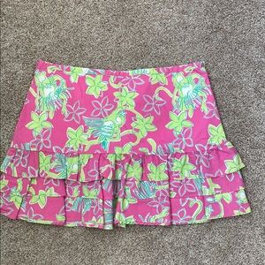 Vintage Lilly Pulitzer Pink and Green Floral Mini Skirt